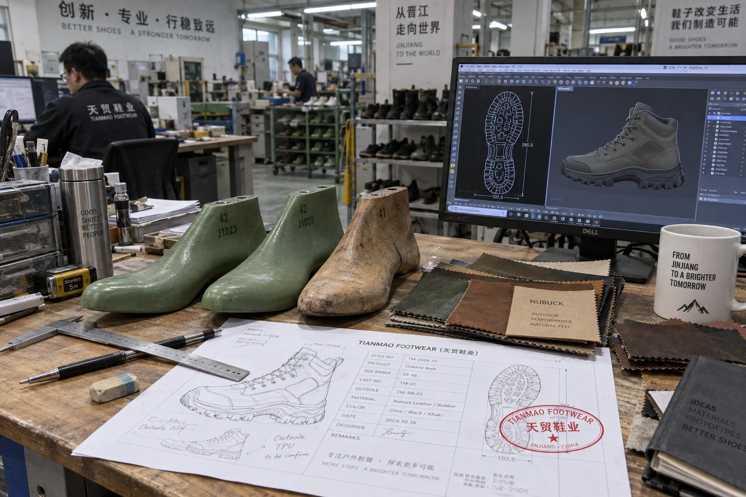 Tianmao Footwear Tech Pack Blueprint and 3D Last Carving Workbench